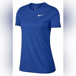 Nike Women's Short Sleeve Dri-FIT Tee - Blue with White Swoosh